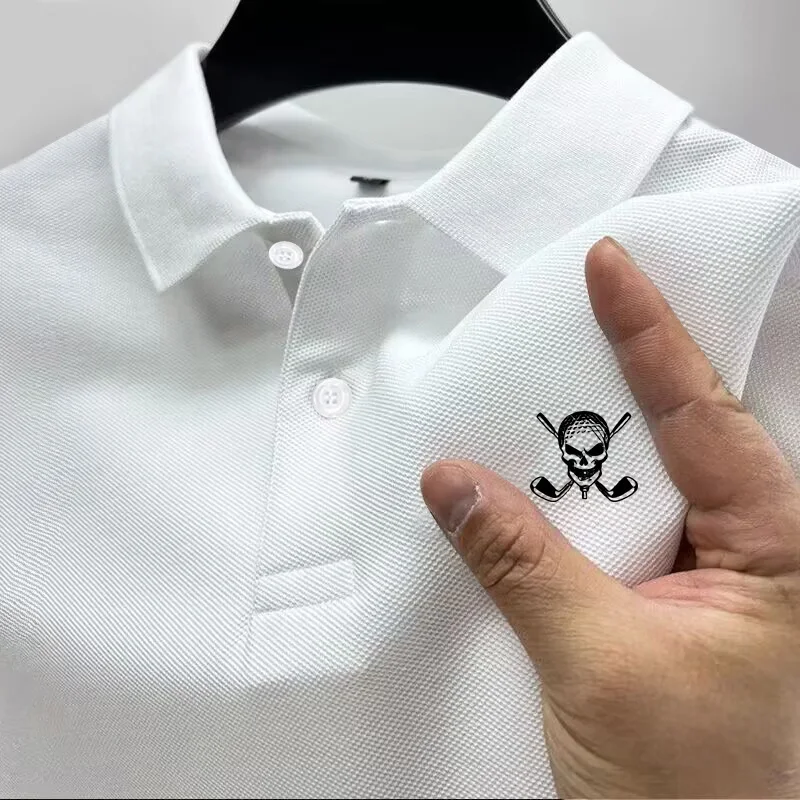 Golf Equipment Logo - 2024 Neues Herren-Poloshirt mit Totenkopf-Golf-Logo, personalisierte
